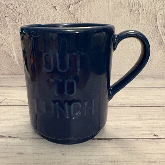 Kate Spade Navy Blue "Out to Lunch" New York Lenox Mug (SKU: 214MI) - Picture 1 of 6